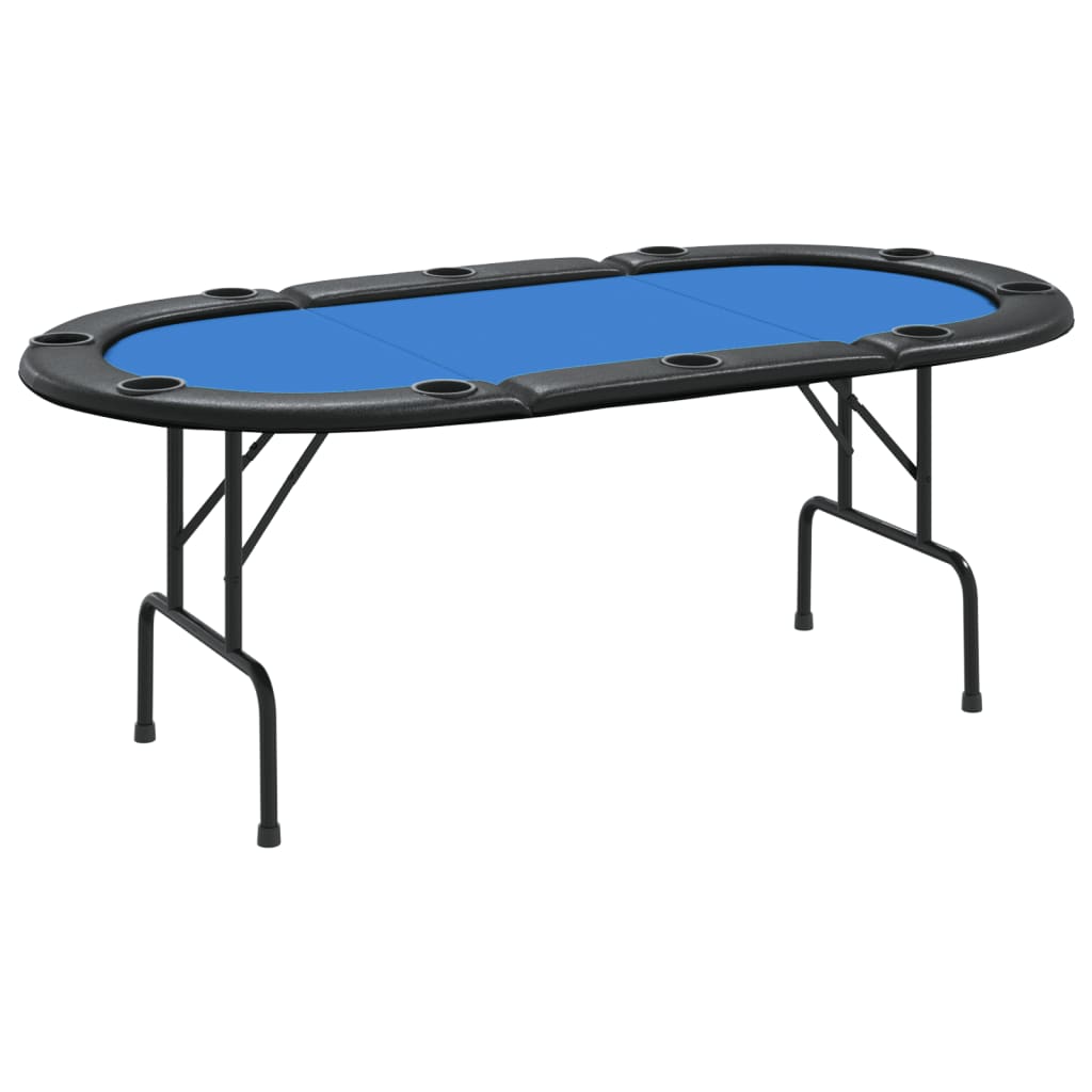 NNEVL 10-Player Folding Poker Table Blue 206x106x75 cm